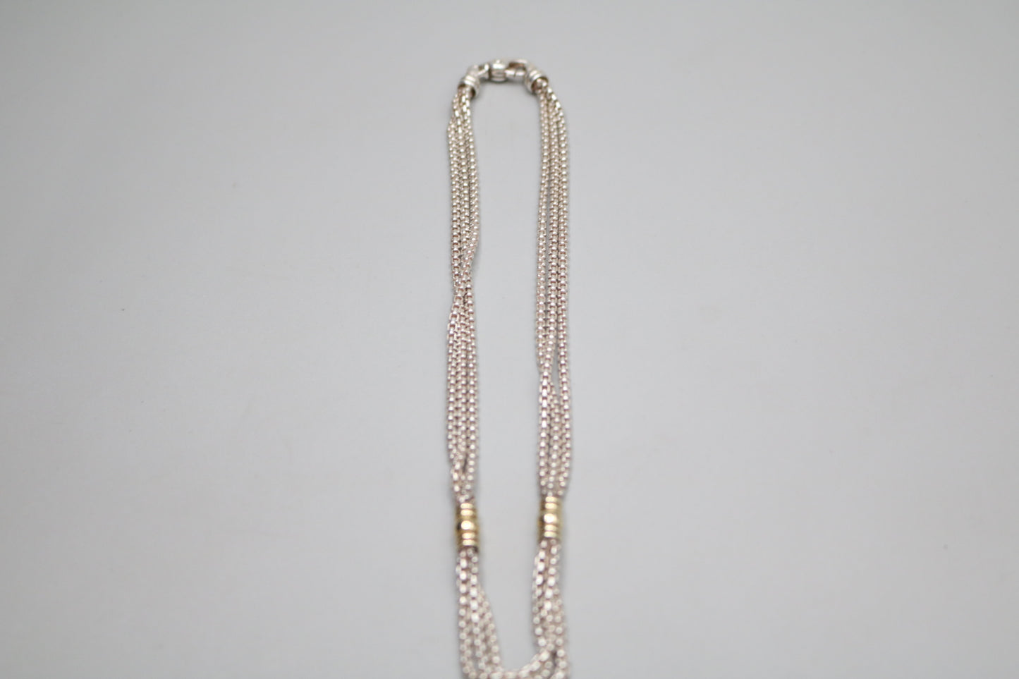 Sterling Silver Triple Cable Necklace with 18K Yellow Gold Accents (18.5 Inches)