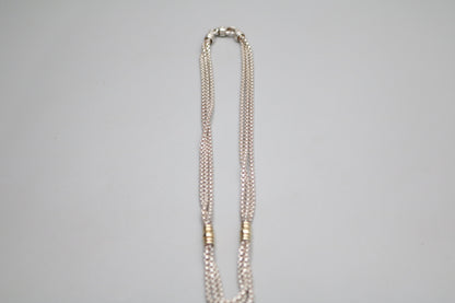 Sterling Silver Triple Cable Necklace with 18K Yellow Gold Accents (18.5 Inches)