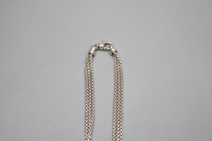 Sterling Silver Triple Cable Necklace with 18K Yellow Gold Accents (18.5 Inches)