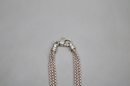 Sterling Silver Triple Cable Necklace with 18K Yellow Gold Accents (18.5 Inches)