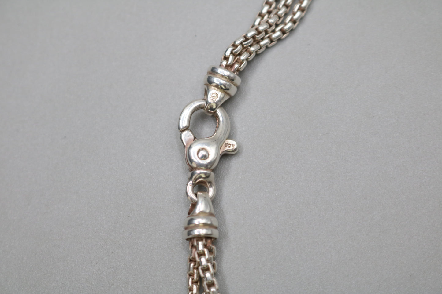 Sterling Silver Triple Cable Necklace with 18K Yellow Gold Accents (18.5 Inches)