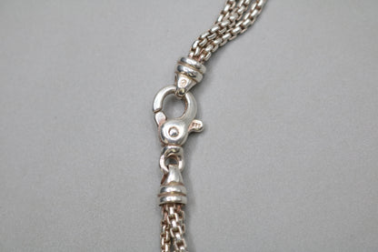 Sterling Silver Triple Cable Necklace with 18K Yellow Gold Accents (18.5 Inches)