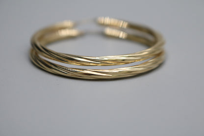 14K Yellow Gold Twist Hoop Earrings (5.5 Grams)