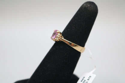 14K Yellow Gold Diamond and Spinel Promise Ring (Size 6 1/2)
