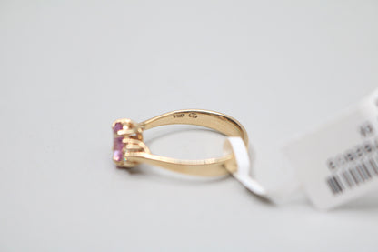 14K Yellow Gold Diamond and Spinel Promise Ring (Size 6 1/2)