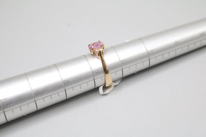 14K Yellow Gold Diamond and Spinel Promise Ring (Size 6 1/2)