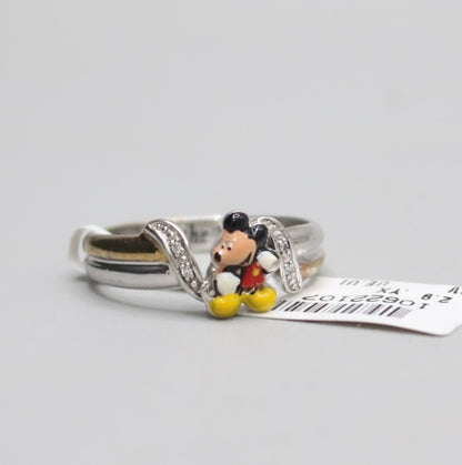 Fancy Mickey Mouse Ring 2 Tone Silver Ring (Size 9)