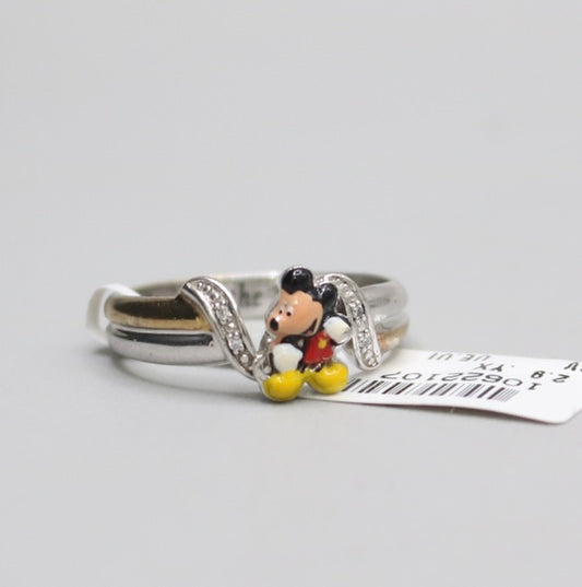 Fancy Mickey Mouse Ring 2 Tone Silver Ring (Size 9)
