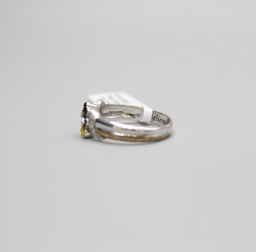 Fancy Mickey Mouse Ring 2 Tone Silver Ring (Size 9)