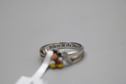 Fancy Mickey Mouse Ring 2 Tone Silver Ring (Size 9)