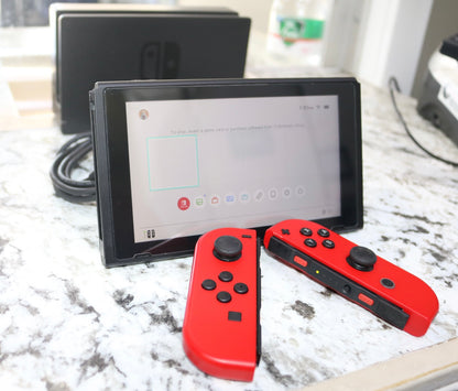 Nintendo Switch HAC-001(-01) Red Joy-Cons Video Game Console Base & OEM Power
