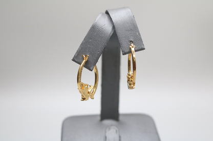 925 Silver White and Yellow Tinkerbell Pair Hoop Earrings (6.1 Grams)