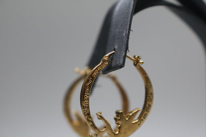 925 Silver White and Yellow Tinkerbell Pair Hoop Earrings (6.1 Grams)