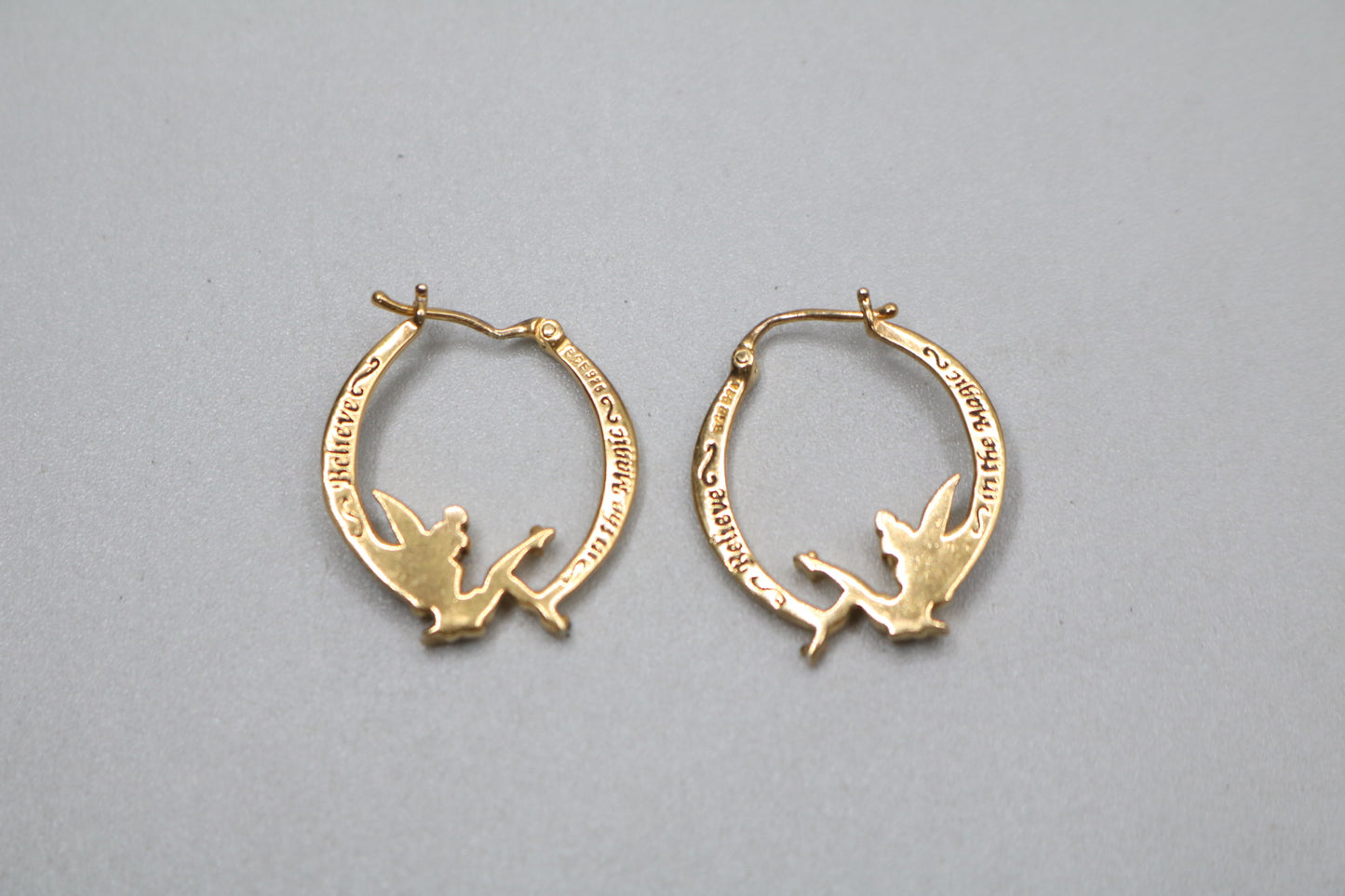 925 Silver White and Yellow Tinkerbell Pair Hoop Earrings (6.1 Grams)