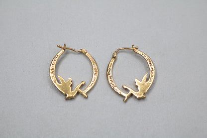 925 Silver White and Yellow Tinkerbell Pair Hoop Earrings (6.1 Grams)