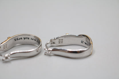 925 Silver White and Yellow Silver Cross Hoop Earrings (5.9 Grams)