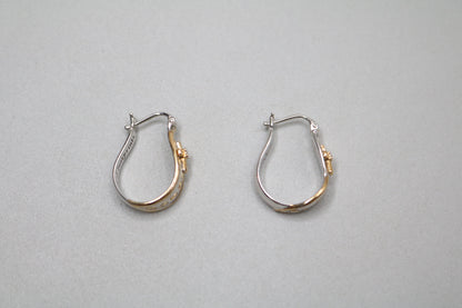 925 Silver White and Yellow Silver Cross Hoop Earrings (5.9 Grams)