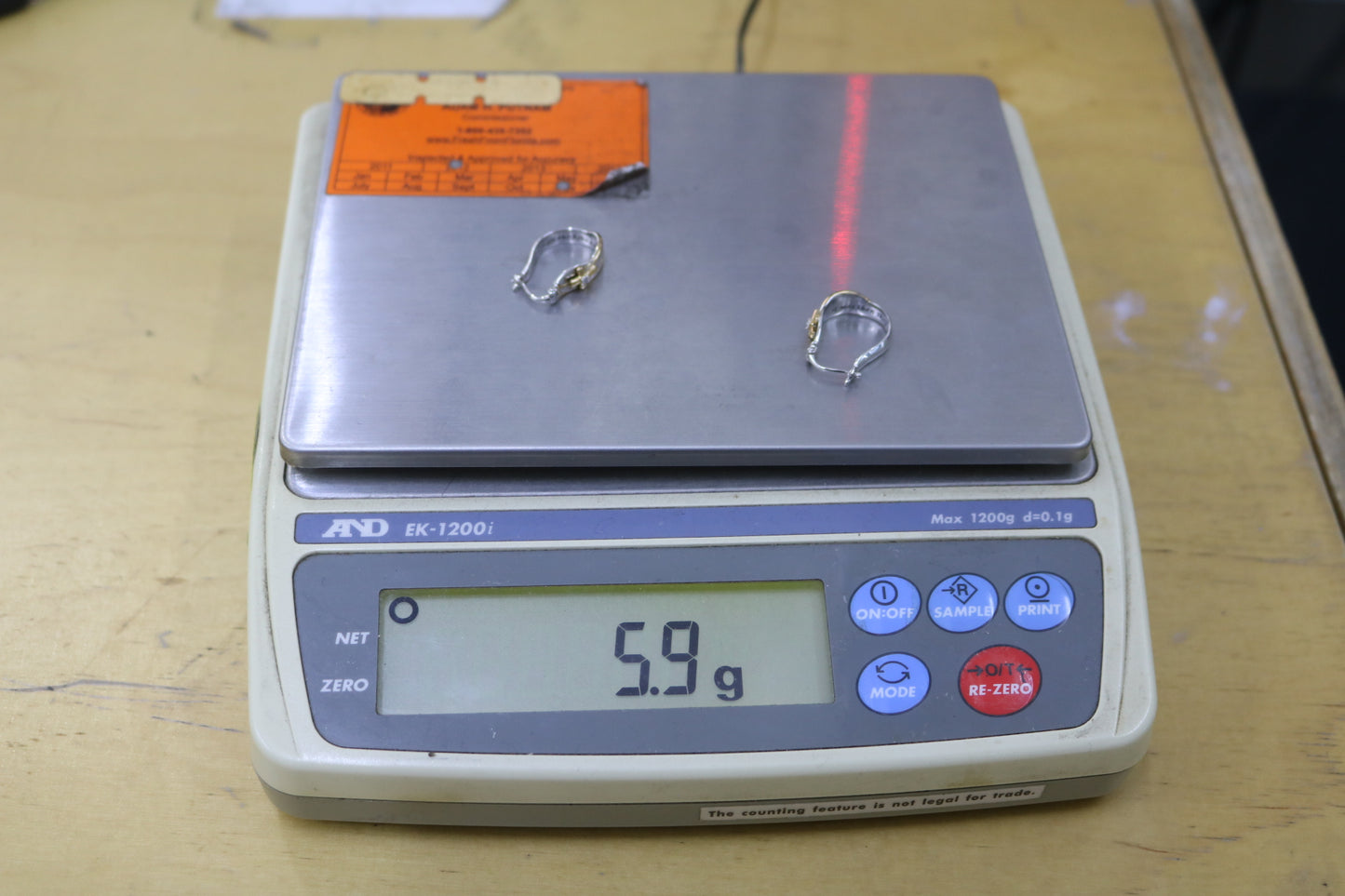 925 Silver White and Yellow Silver Cross Hoop Earrings (5.9 Grams)