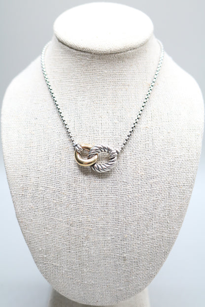 David Yurman Sterling Silver & 18K Gold Belmont Curb Link Necklace (17 Inches)