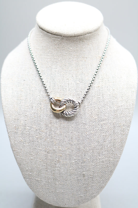 David Yurman Sterling Silver & 18K Gold Belmont Curb Link Necklace (17 Inches)