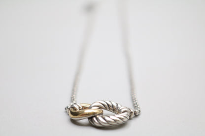 David Yurman Sterling Silver & 18K Gold Belmont Curb Link Necklace (17 Inches)