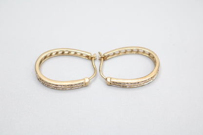 10K Yellow Gold Diamond Hoop Earrings (3.3 Grams)