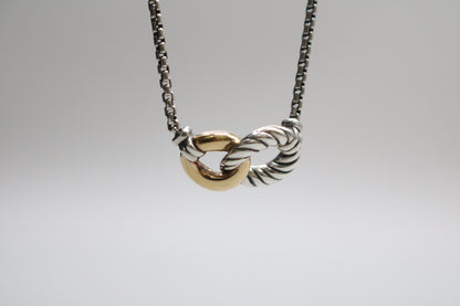 David Yurman Sterling Silver & 18K Gold Belmont Curb Link Necklace (17 Inches)