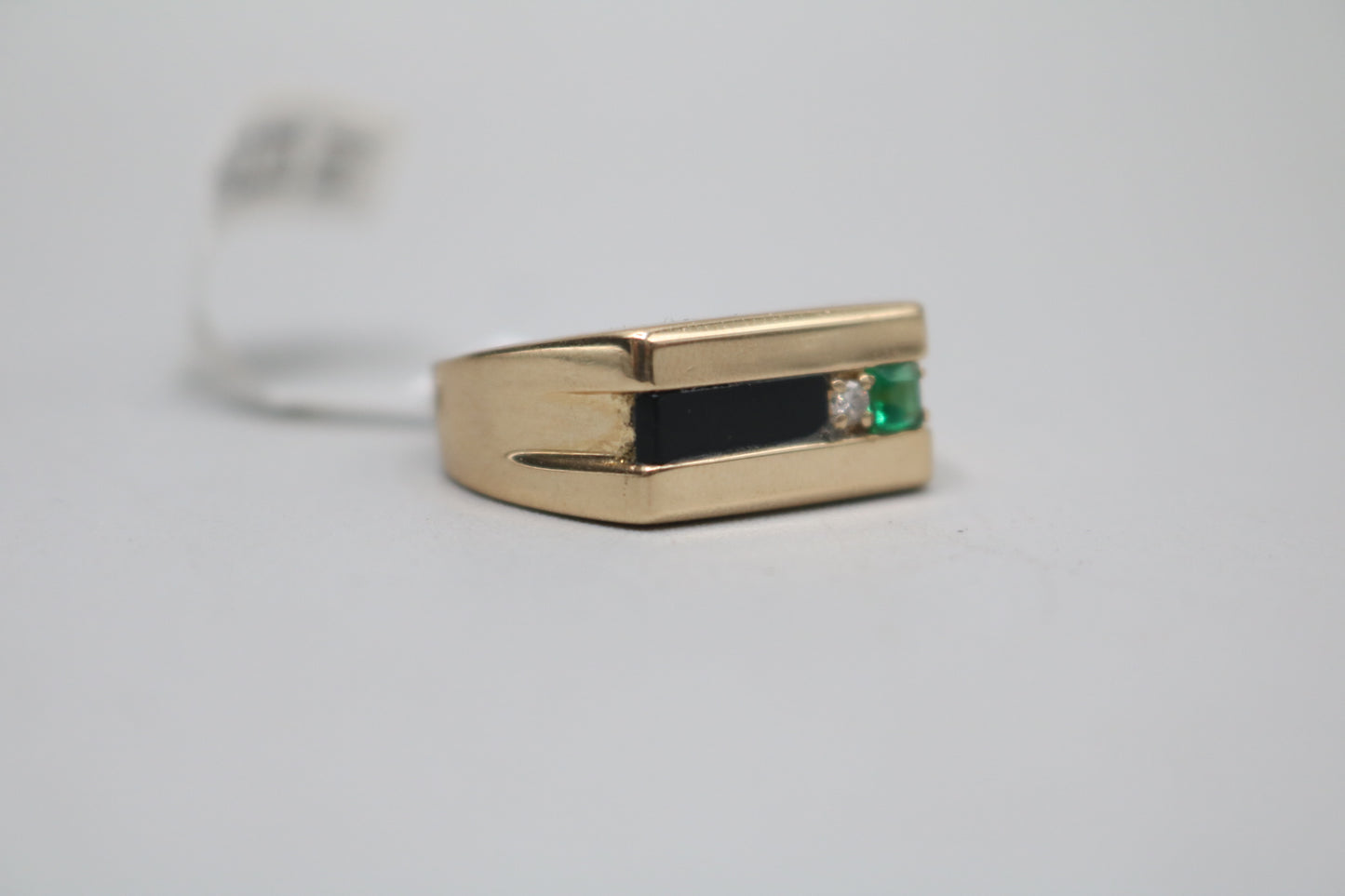 10K Yellow Gold Signet Diamond Men's Ring (Size 10)