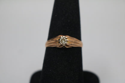 18K Rose Gold Fancy Solitaire Diamond Ring (Size 8 1/2)
