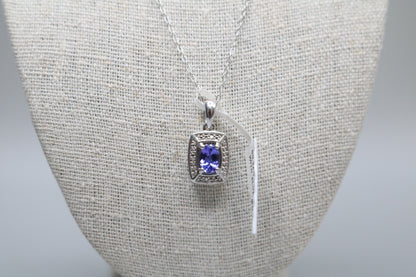 Silver Cable Chain with Silver Rectangular Charm (18 Inches)