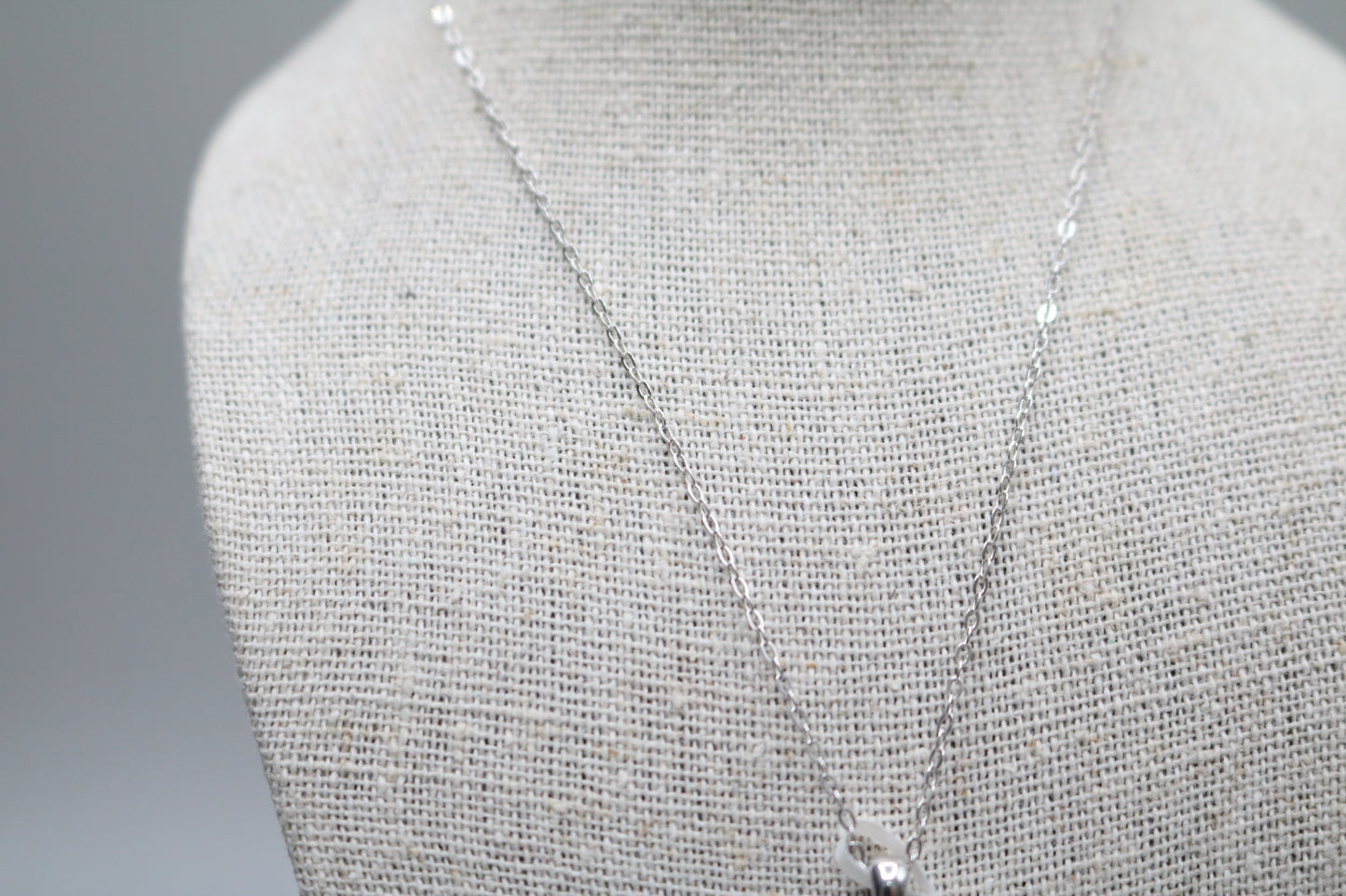 Silver Cable Chain with Silver Rectangular Charm (18 Inches)