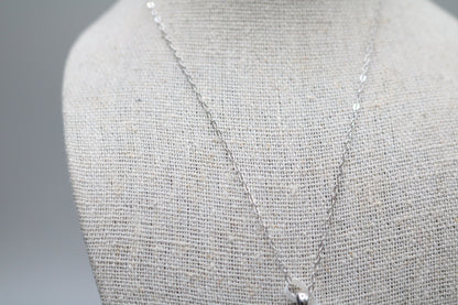 Silver Cable Chain with Silver Rectangular Charm (18 Inches)