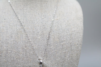 Silver Cable Chain with Silver Rectangular Charm (18 Inches)