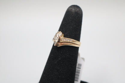 14K Yellow Gold Bypass Marquise Diamond Engagement Ring (Size 5 1/2)