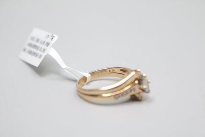 14K Yellow Gold Bypass Marquise Diamond Engagement Ring (Size 5 1/2)