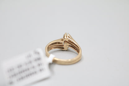 14K Yellow Gold Bypass Marquise Diamond Engagement Ring (Size 5 1/2)