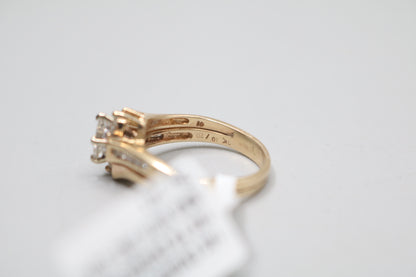 14K Yellow Gold Bypass Marquise Diamond Engagement Ring (Size 5 1/2)
