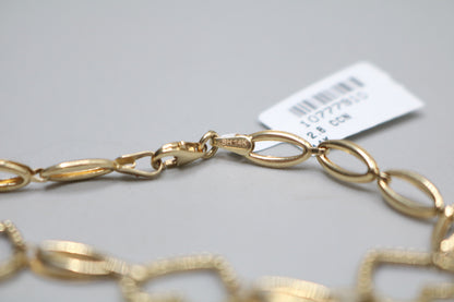 14K Yellow Gold Heart and Oval Bracelet with Clear Stones (Size 17)