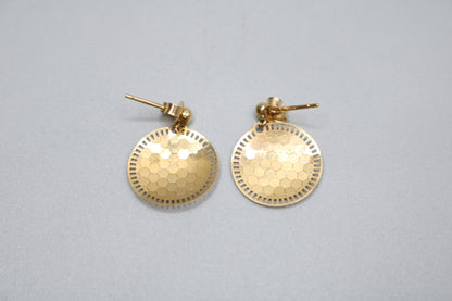 18K Yellow Gold Fancy Round Earrings (1.8 Grams)