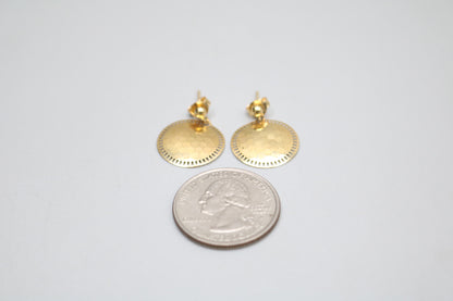18K Yellow Gold Fancy Round Earrings (1.8 Grams)