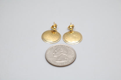 18K Yellow Gold Fancy Round Earrings (1.8 Grams)