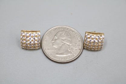 10K Yellow Gold CZ Cluster Earrings