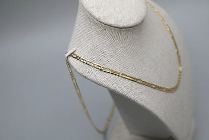 14-Karat Yellow Gold Figaro Style Chain of 24 Inches