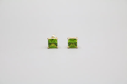 14K Green Stone Stud Earrings