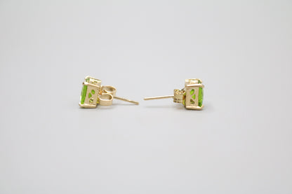 14K Green Stone Stud Earrings