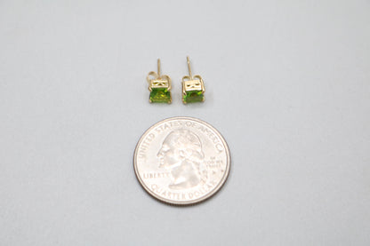 14K Green Stone Stud Earrings