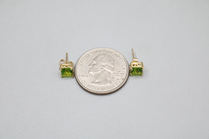 14K Green Stone Stud Earrings