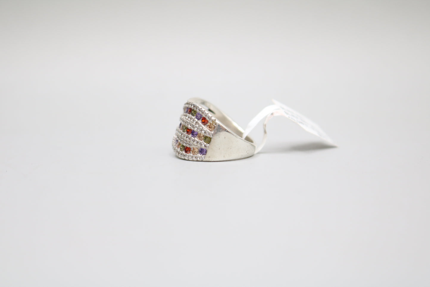 Sterling Silver Bypass Multicolor Ring (Size 7 3/4)