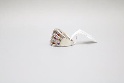 Sterling Silver Bypass Multicolor Ring (Size 7 3/4)