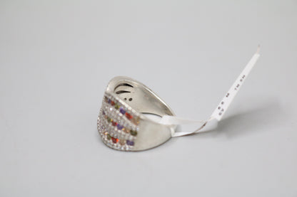 Sterling Silver Bypass Multicolor Ring (Size 7 3/4)